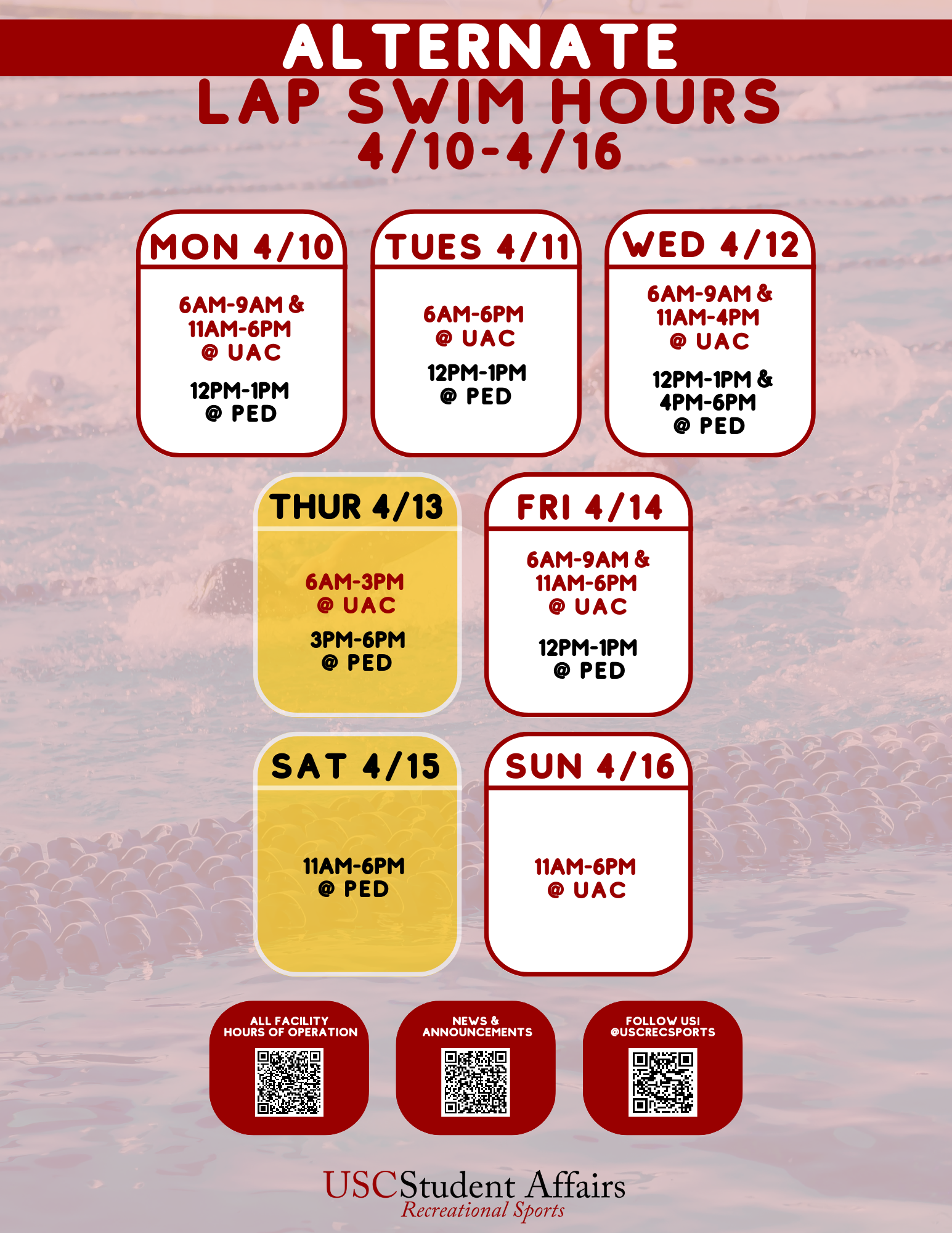 Alternate Lap Swim Hours 4 10 4 16 Recreational Sports