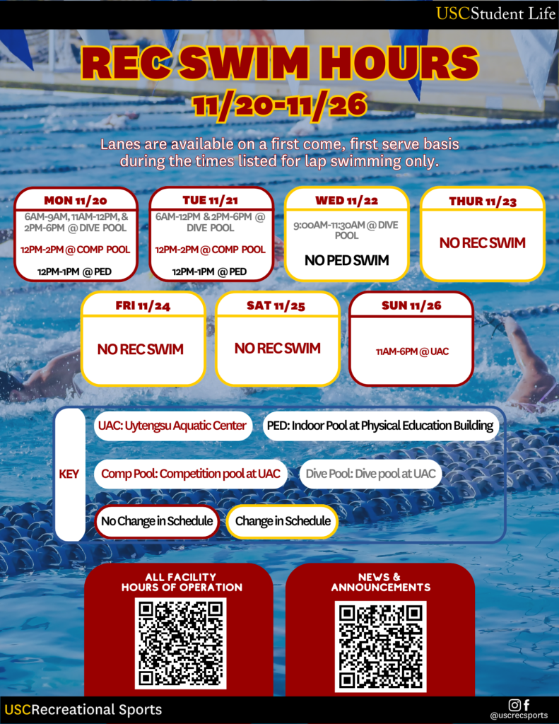 Alternate Rec Swim Hours 11 20 11 26 Recreational Sports